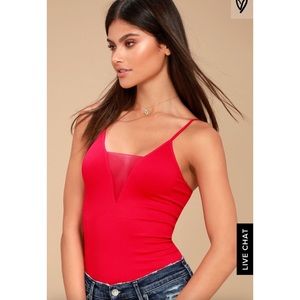 Free people mesh insert cami- red